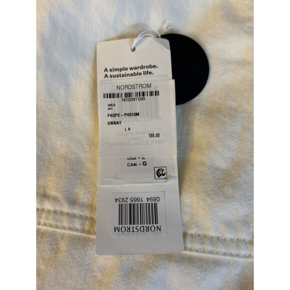 EILEEN FISHER Organic Cotton Tapered Leg Ivory Ankle Pant Women Large Undyed NEW - Picture 7 of 12